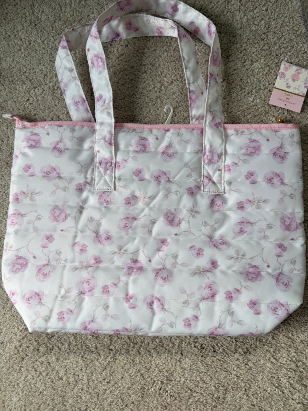 LoveShackFancy │ Yoobi Ribbon Rosa Quilted Tote Bag - Picture 2 of 4